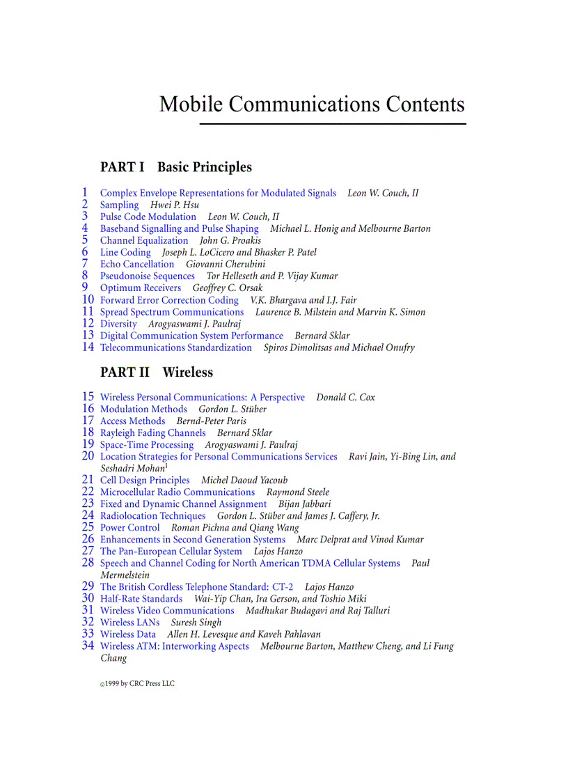 image for page Mobile Communications Contents