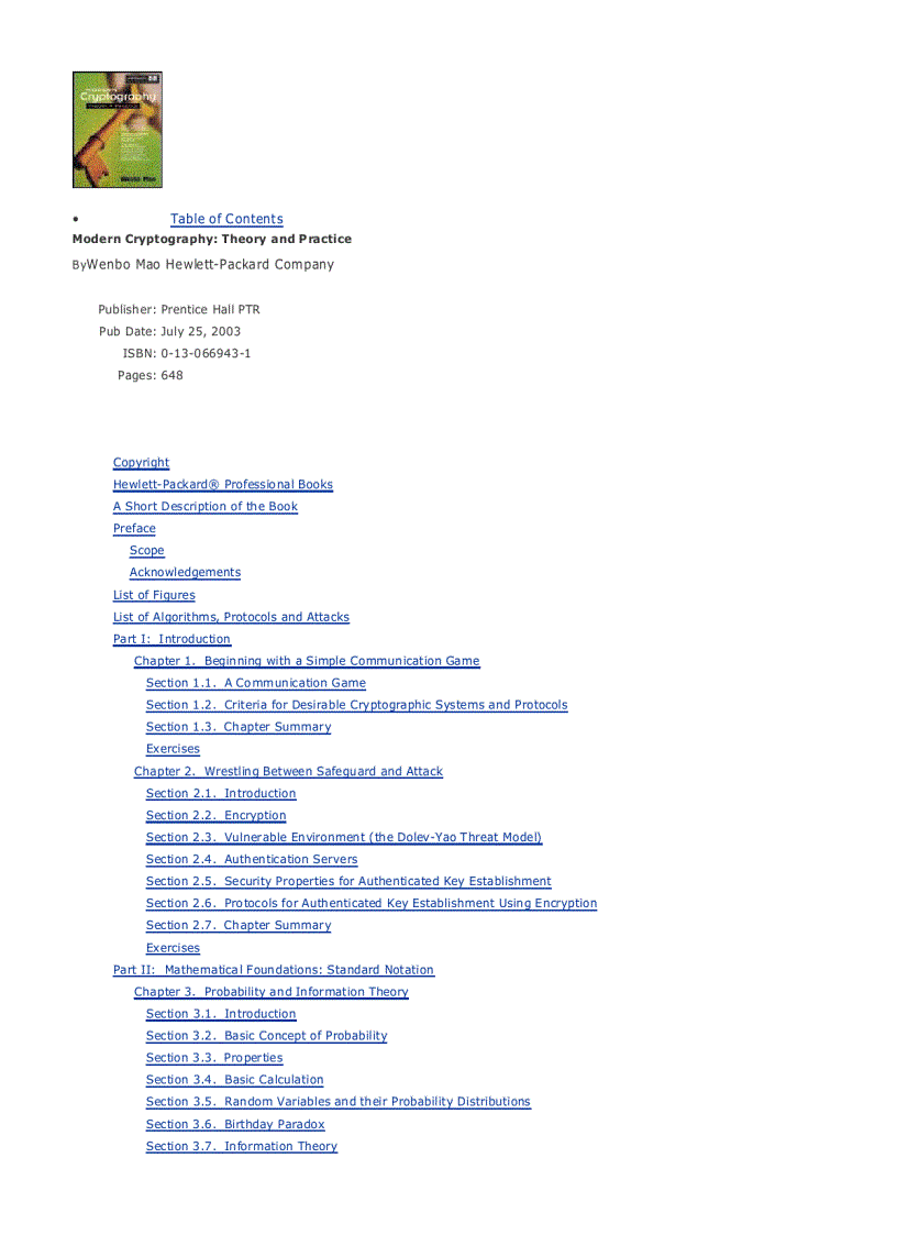 image for page Modern Cryptography Theory And Practice