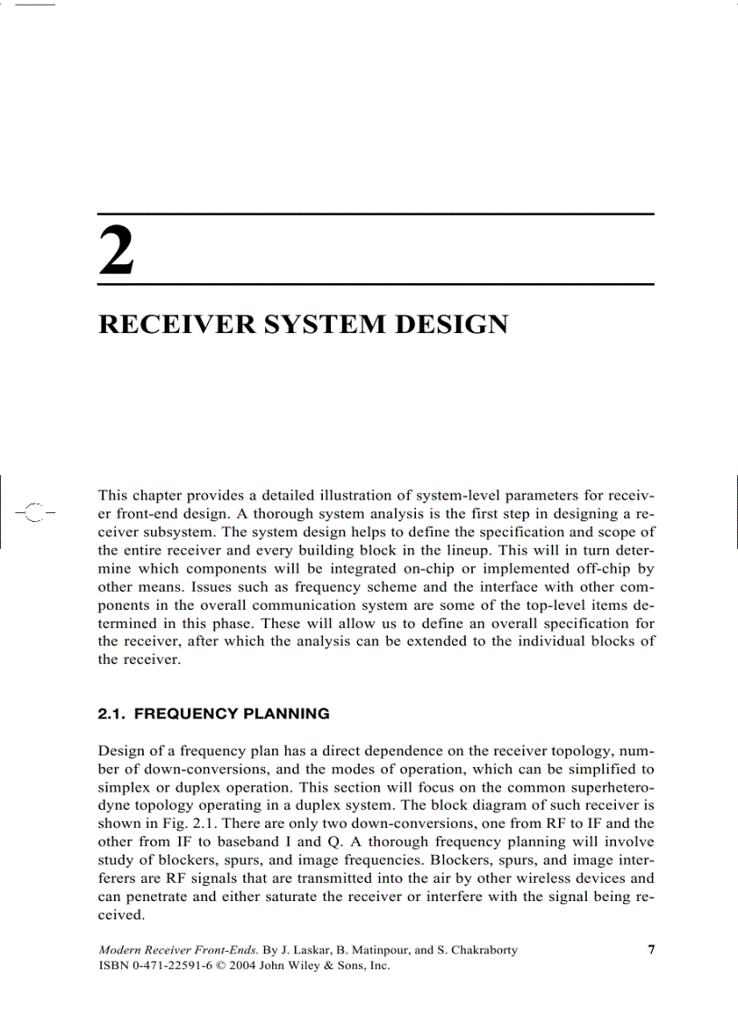 image for page Modern Receiver Front Ends Systems Circuits and Integration