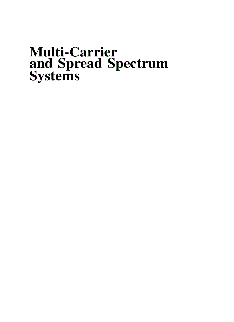 Multi Carrier and Spread Spectrum Systems