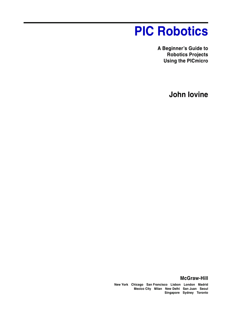 image for page PIC Robotics A Beginners Guide to Robotics Projects Using the PIC Micro