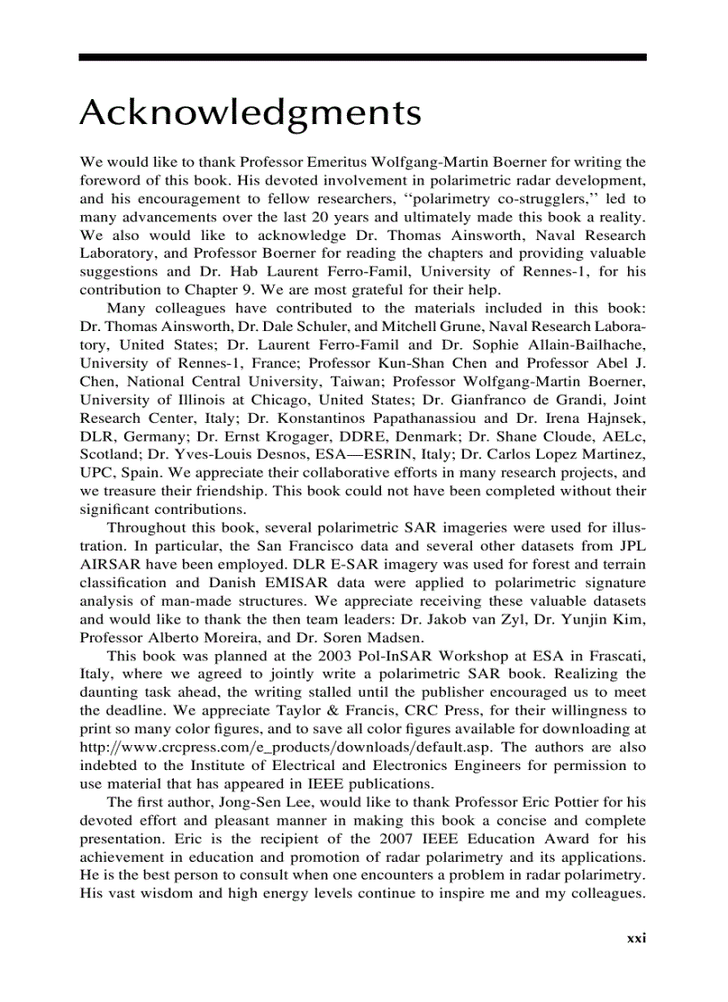 image for page Polarimetric Radar Imaging From Basics to Applications Optical Science and Engineering