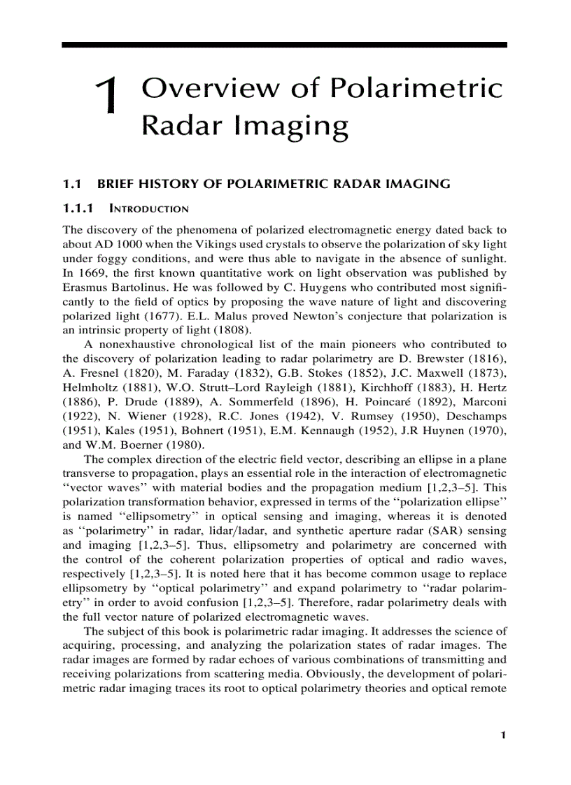 image for page Polarimetric Radar Imaging From Basics to Applications Optical Science and Engineering