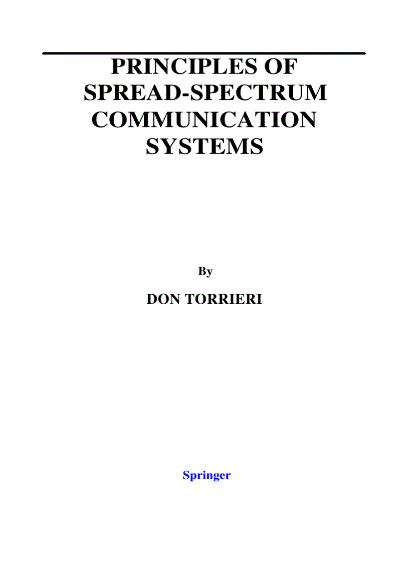 image for page Principles of Spread Spectrum Communication Systems