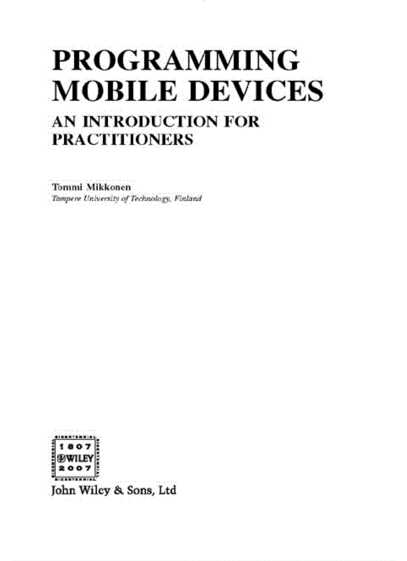 image for page Programming Mobile Devices An Introduction for Practitioners