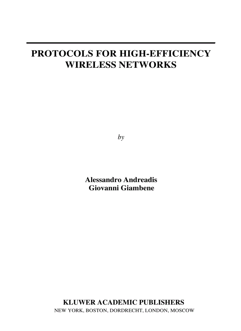 image for page Protocols For High Efficiency Wireless Networks