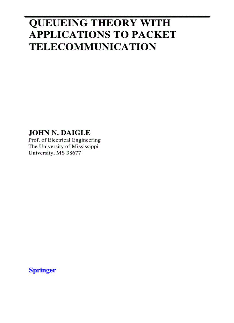image for page Queueing Theory with Applications to Packet Telecommunication