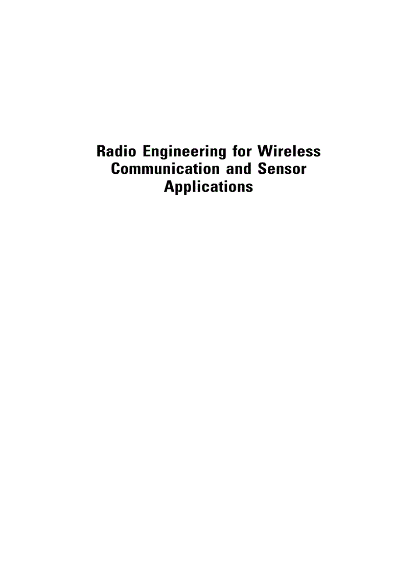 image for page Radio Engineering for Wireless Communication and Sensor Applications