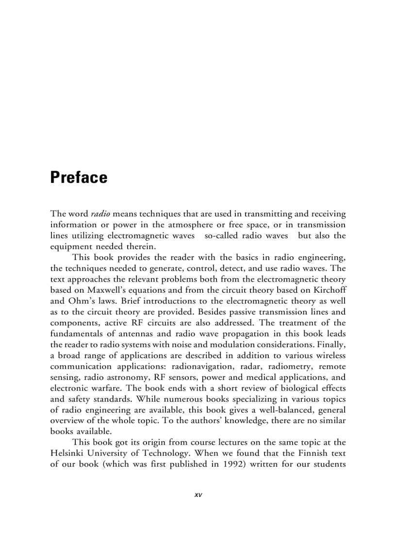image for page Radio Engineering for Wireless Communication and Sensor Applications