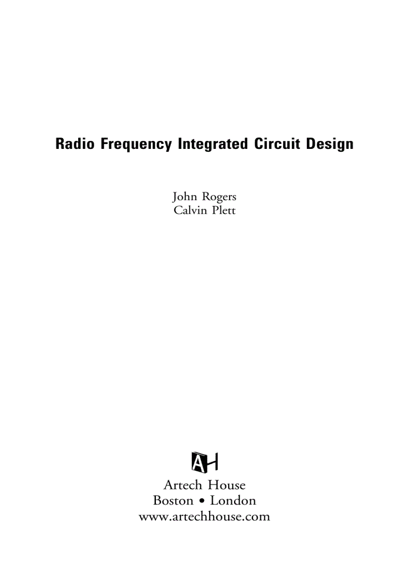 image for page Radio Frequency Integrated Circuit Design