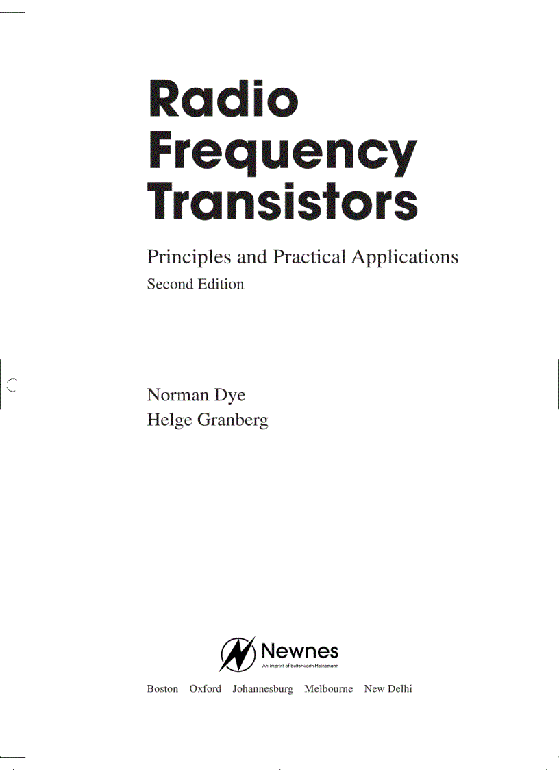 image for page Radio Frequency Transistors Second Edition Principles and Practical Applications