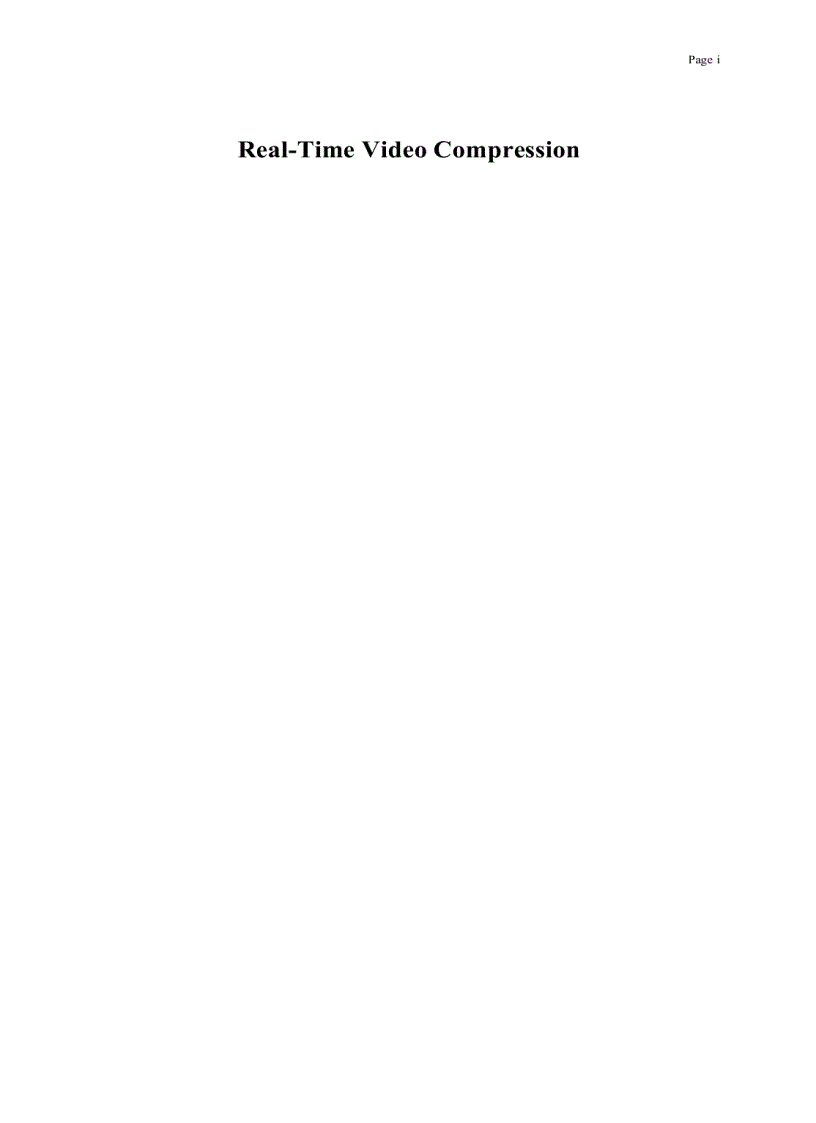 image for page Real Time Video Compression Techniques And Algorithms