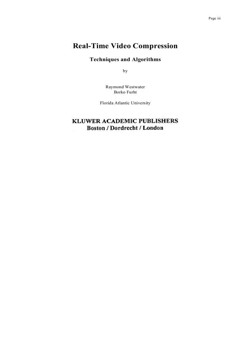 image for page Real Time Video Compression Techniques And Algorithms