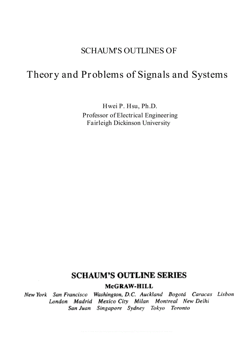 Schaum s Outline of Signals and Systems