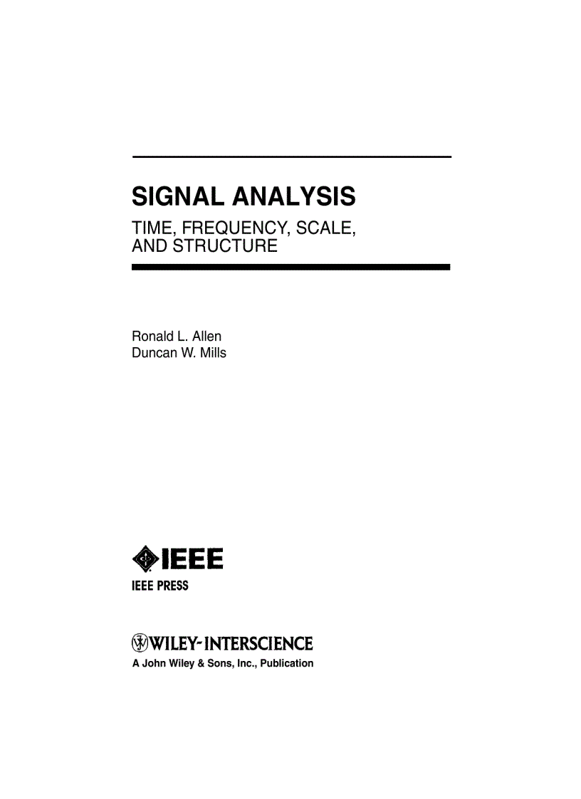 image for page Signal Analysis Time Frequency Scale and Structure