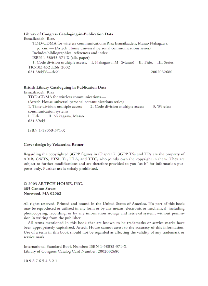 image for page TDD CDMA for Wireless Communications 1