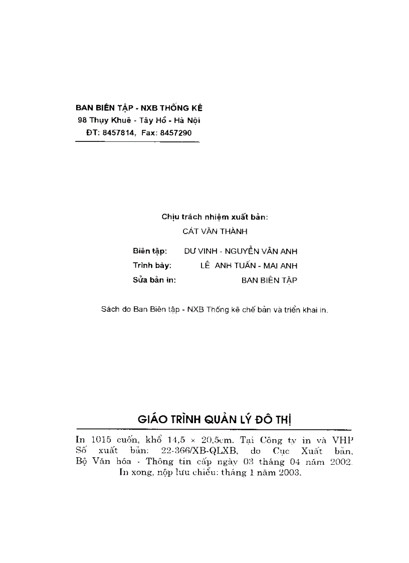 image for page Giáo trình quản lý đô thị