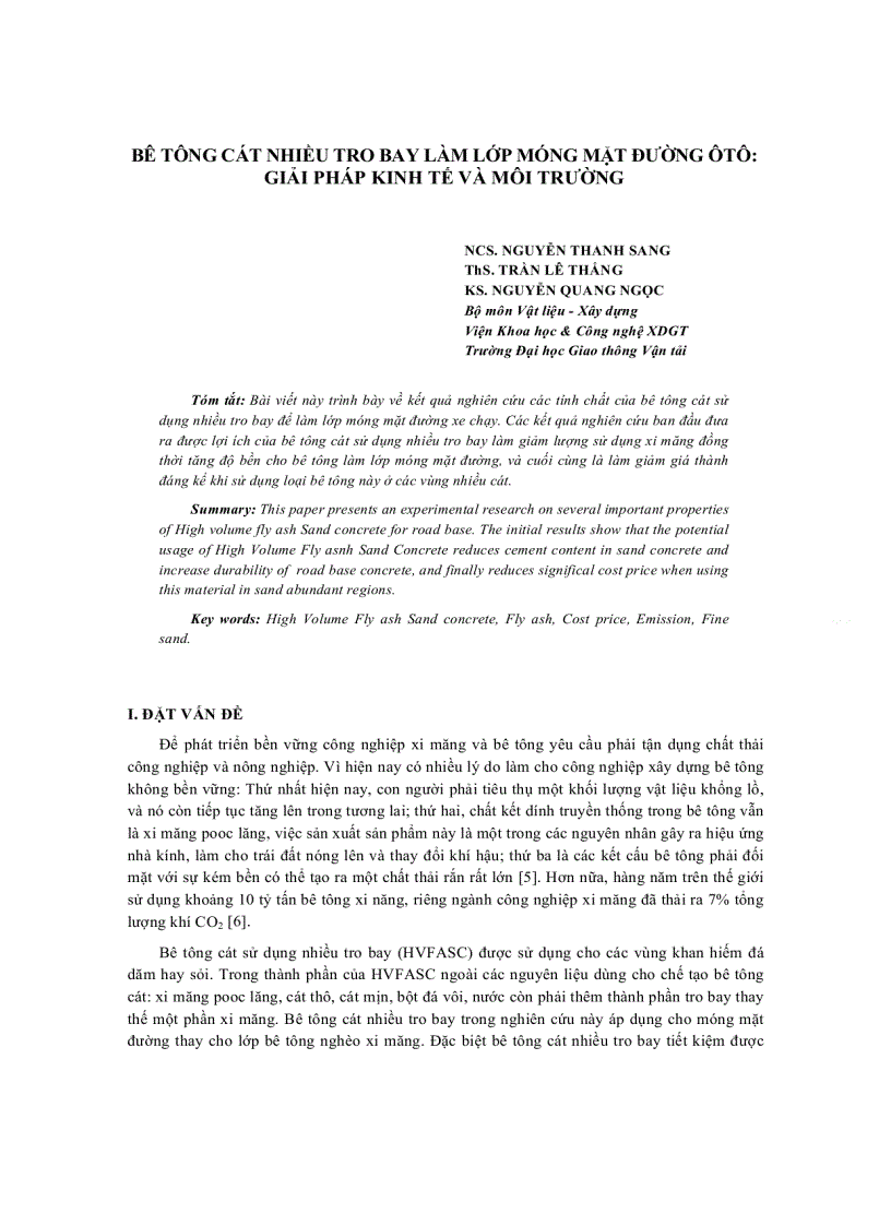 image for page Bê tông cát nhiều tro bay làm lớp móng mặt đường ôtô