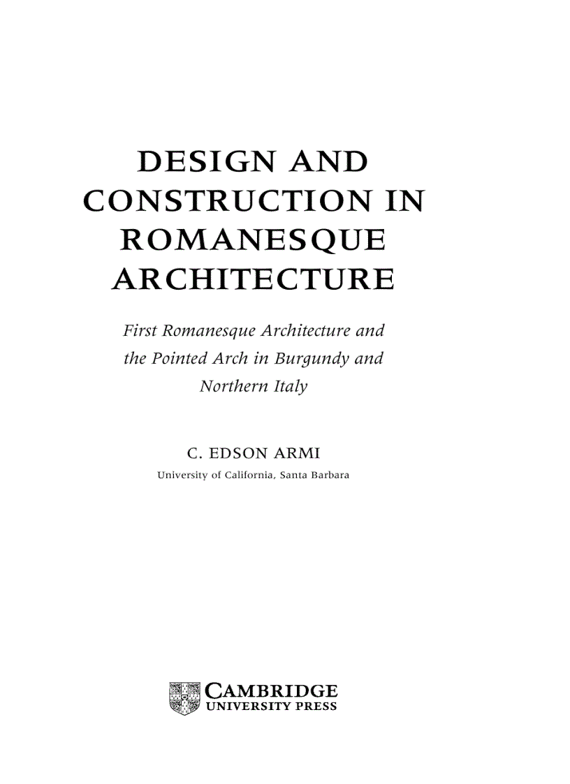 image for page Design and Construction in Romanesque Architecture