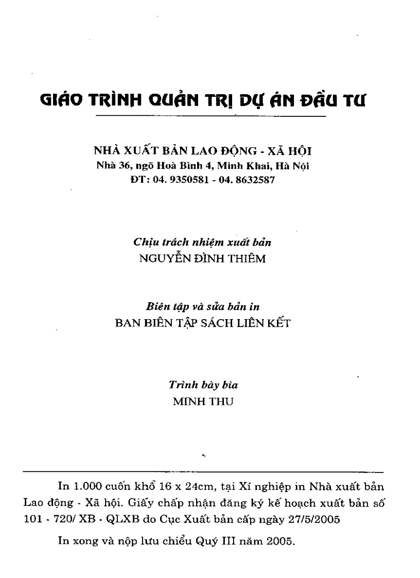 image for page Giáo trình quản lý dự án đầu tư