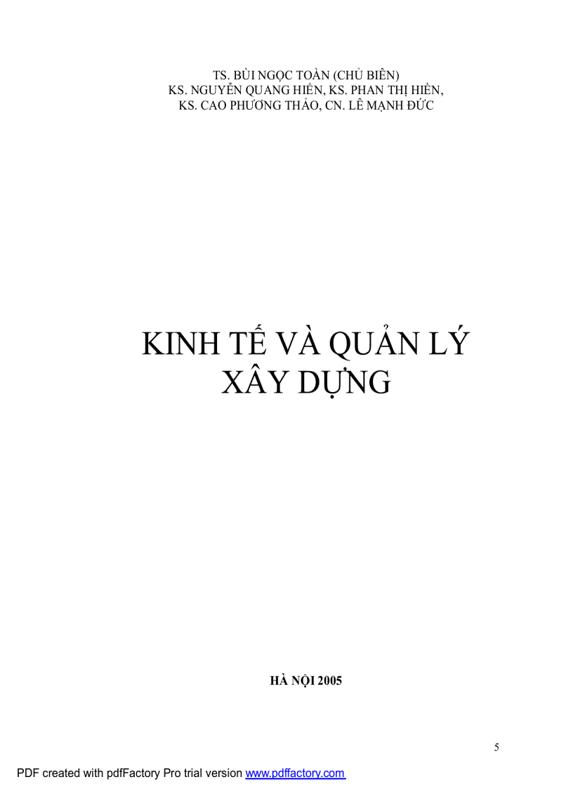 Kinh Tế và Quản Lý Xây Dựng