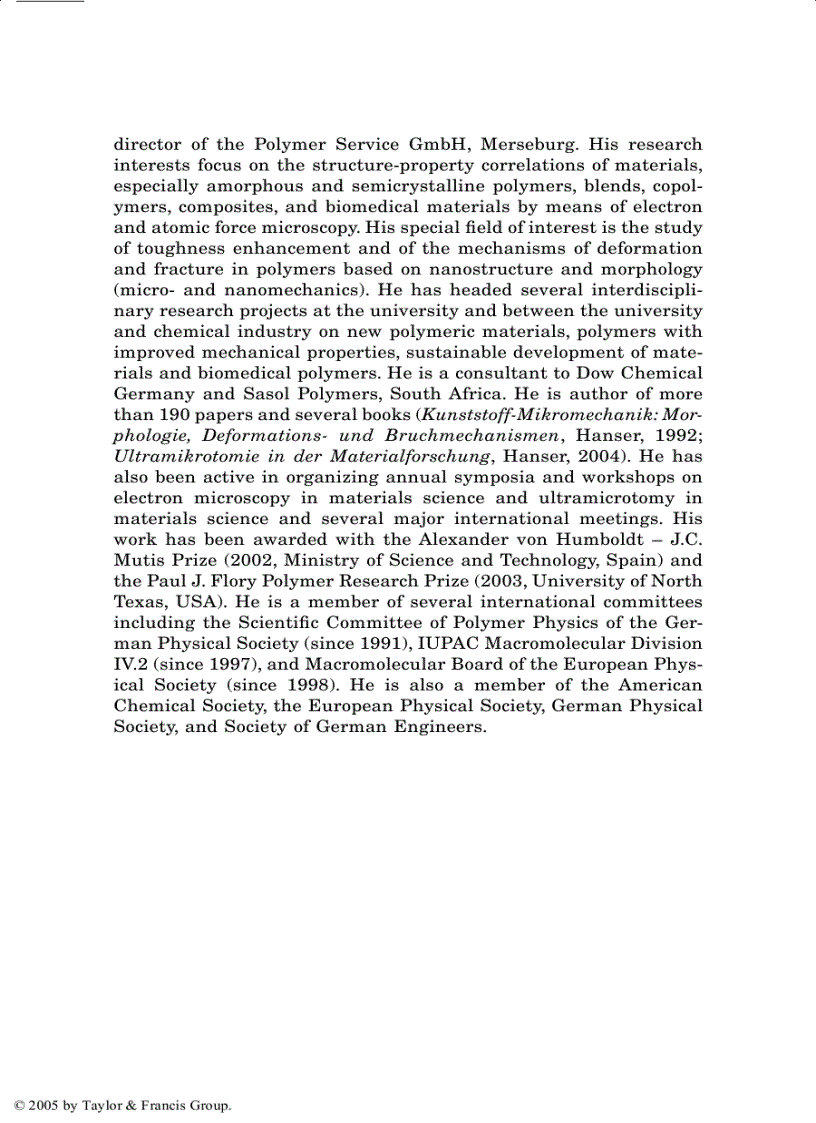 image for page Mechanical Properties of Polymers based on Nanostructure and Morphology