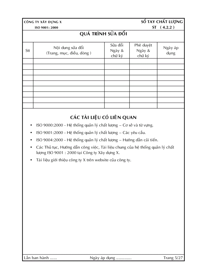 Sổ Tay Chất Lượng