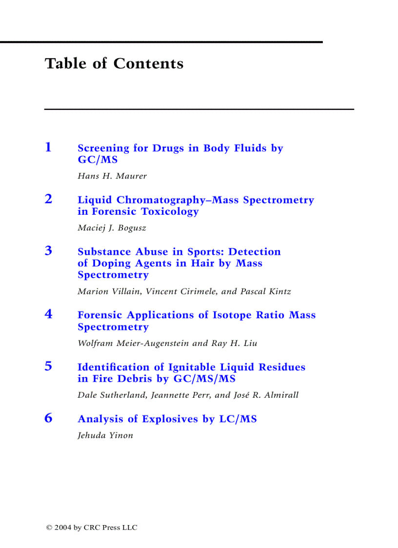 image for page Advances in Forensic Applications of Mass Spectrometry