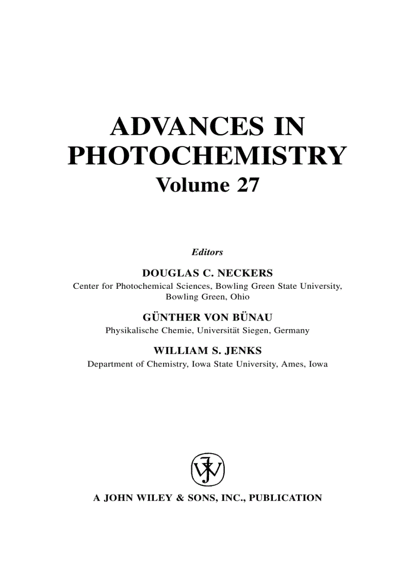 image for page Advances in Photochemistry Volume 27