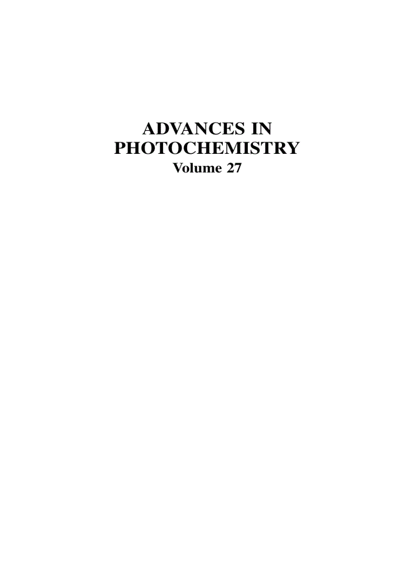 image for page Advances in Photochemistry Volume 27
