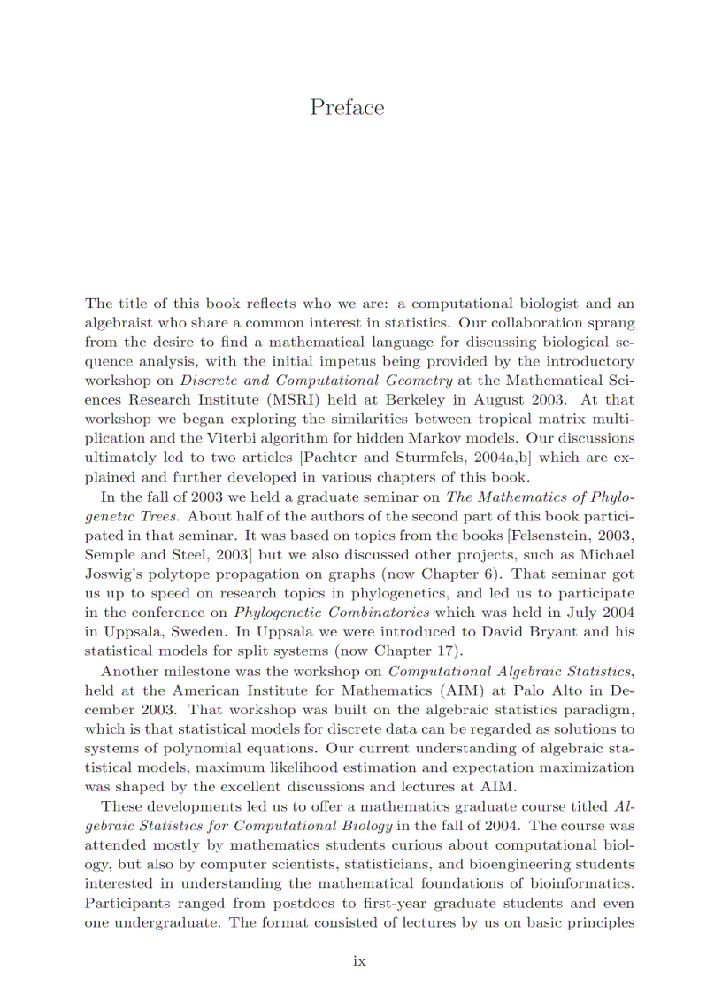 image for page Algebraic Statistics for Computational Biology