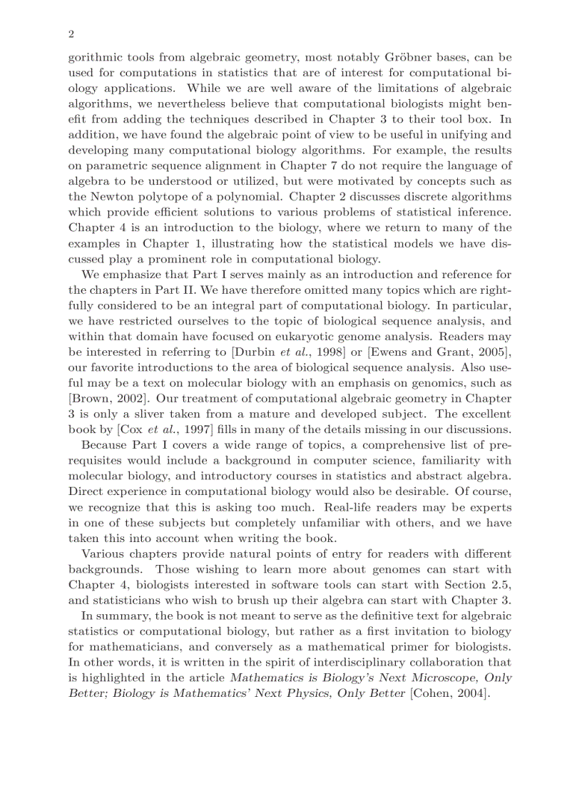 image for page Algebraic Statistics for Computational Biology