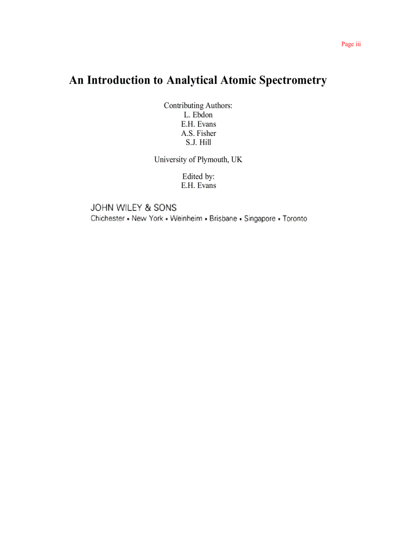 An Introduction to Analytical Atomic Spectrometry