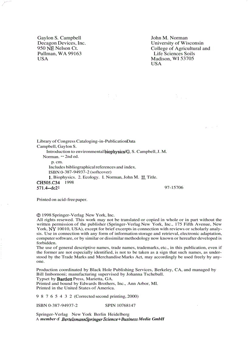 image for page An Introduction To Environmental Biophysics