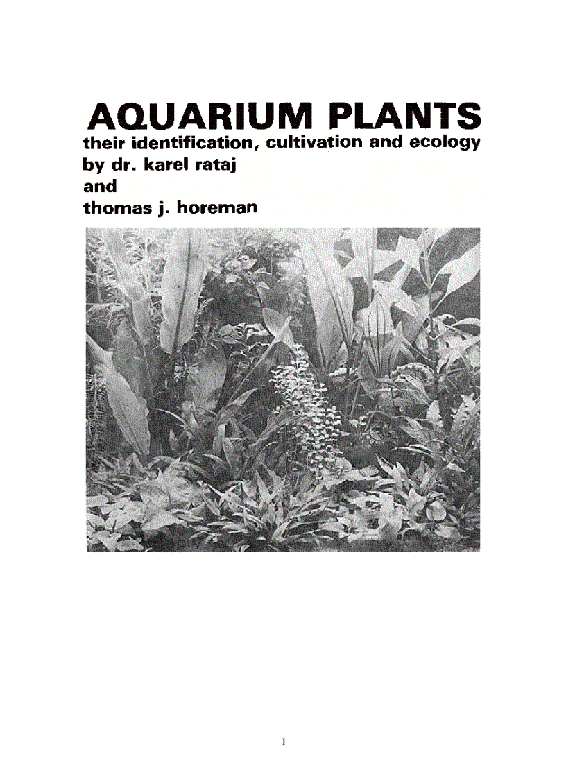 Aquarium Plants Their Identification Cultivation and Ecology