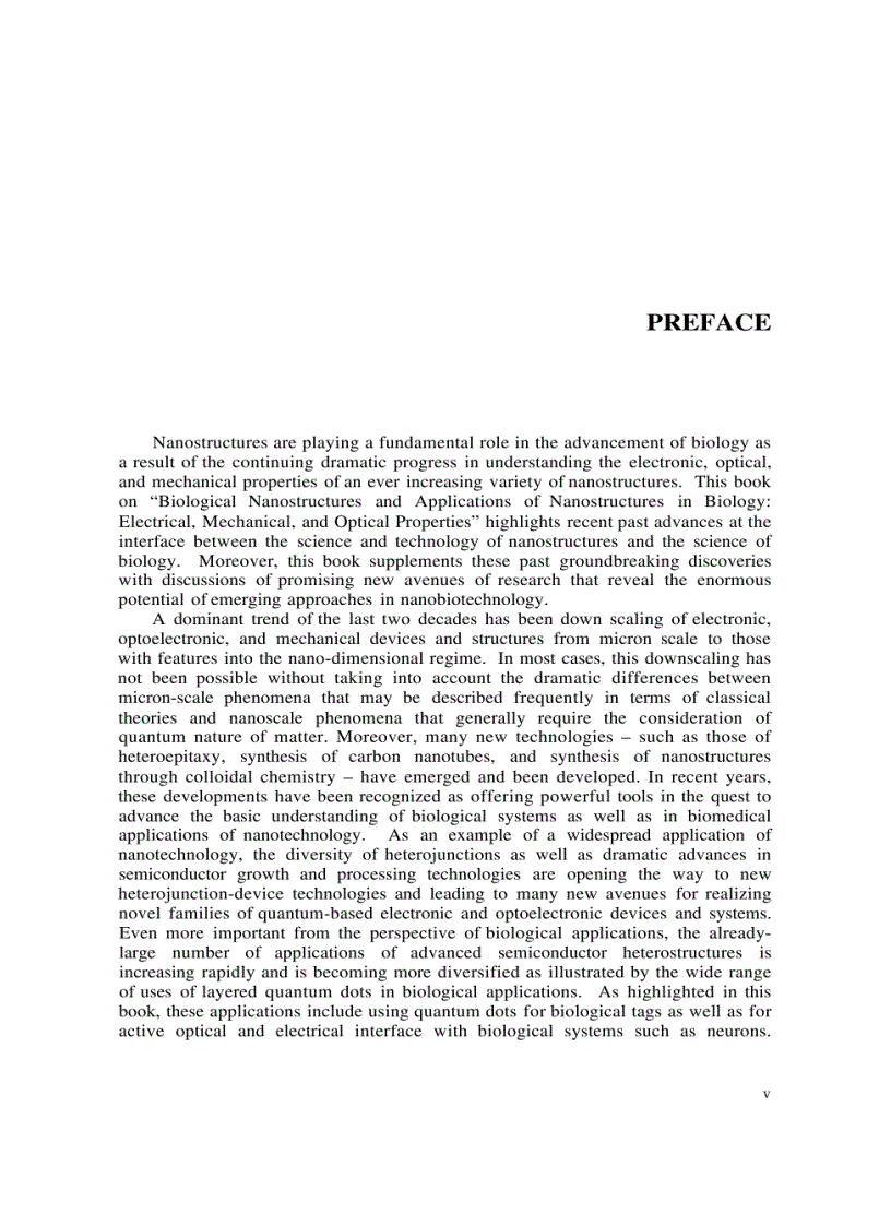 image for page Biological Nanostructures and Applications of Nanostructures in Biology Electrical Mechanical and Optical Properties