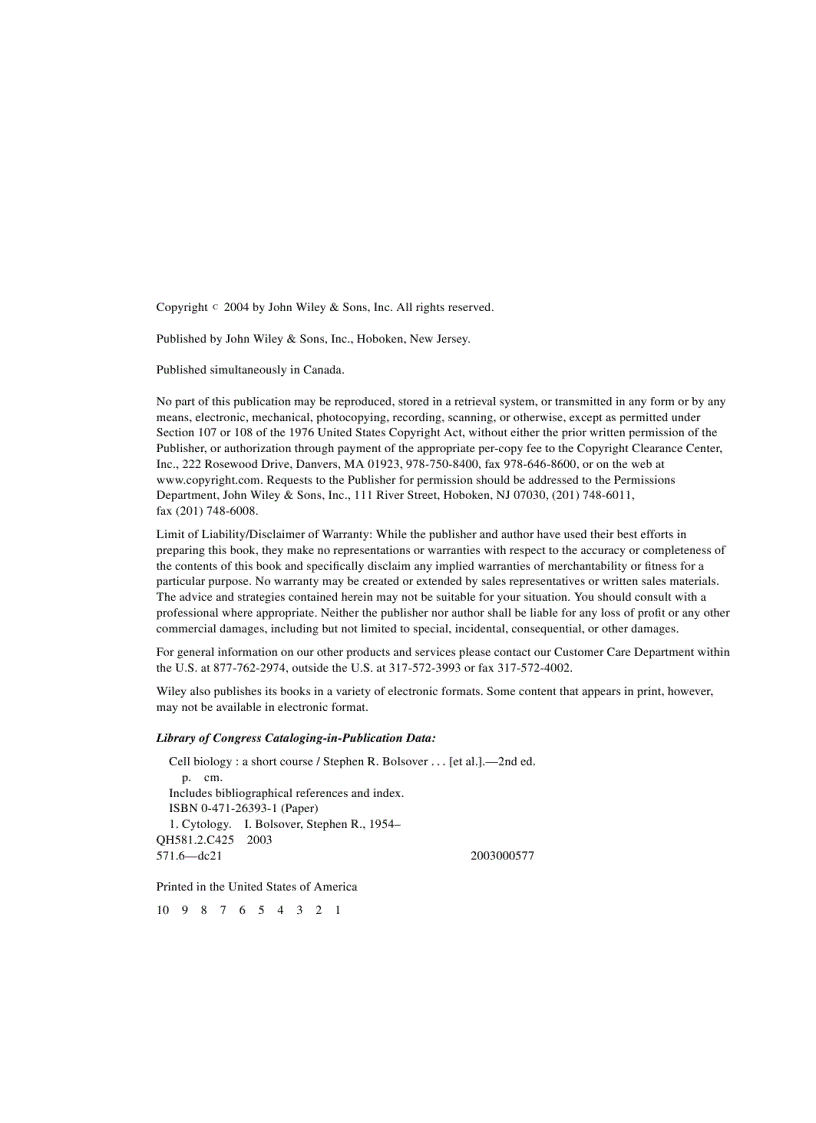 image for page Cell Biology A Short Course 2d ed