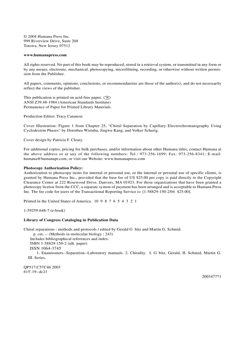 image for page Chiral Separations Methods and Protocols