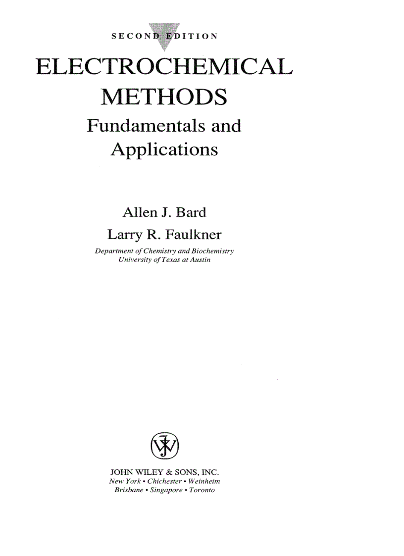 image for page ELECTROCHEMICAL METHODS Fundamentals and Applications