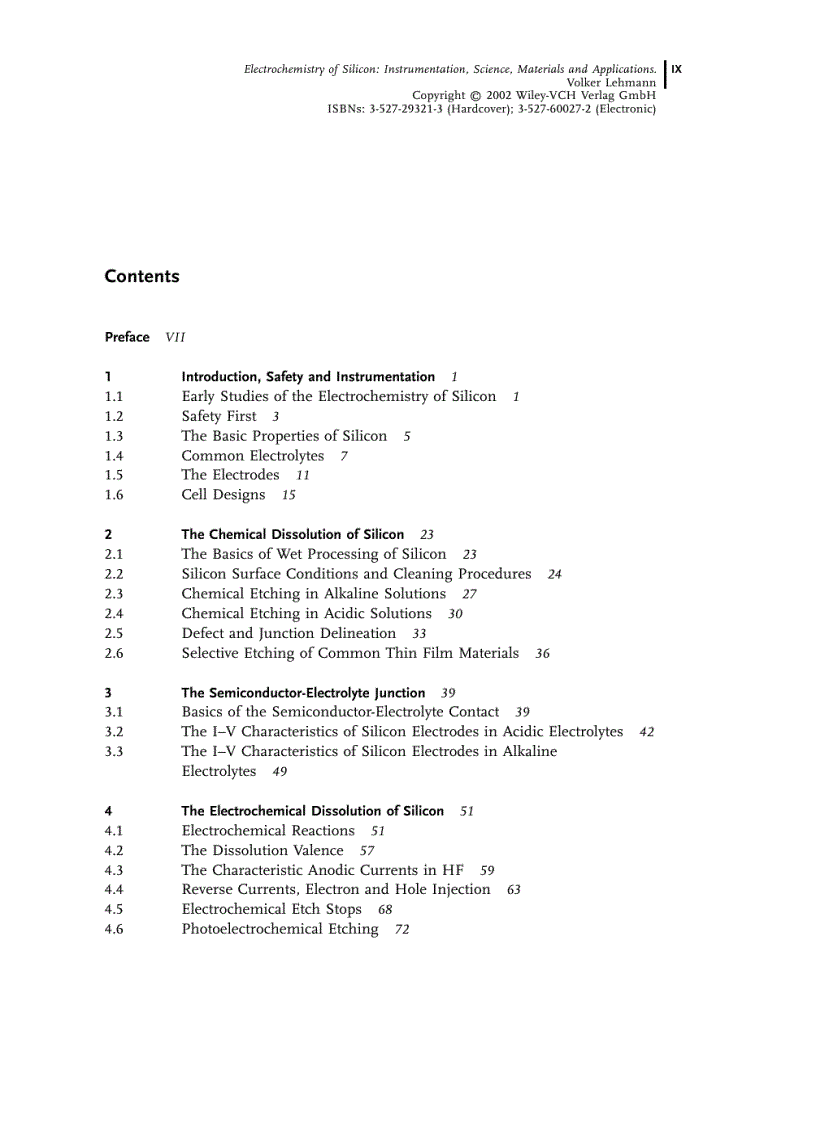 image for page Electrochemistry of Silicon Instrumentation Science Materials and Applications
