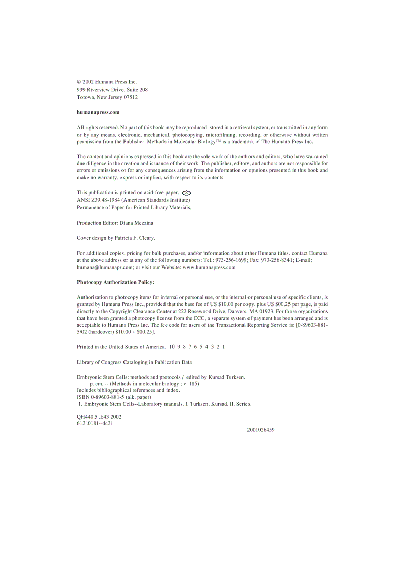 image for page Embryonic Stem Cells Methods And Protocols
