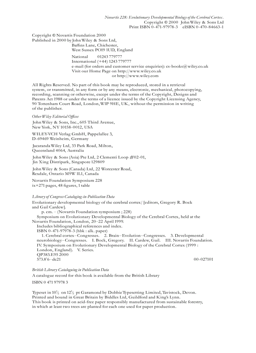 image for page Evolutionary Developmental Biology of the Cerebral Cortex