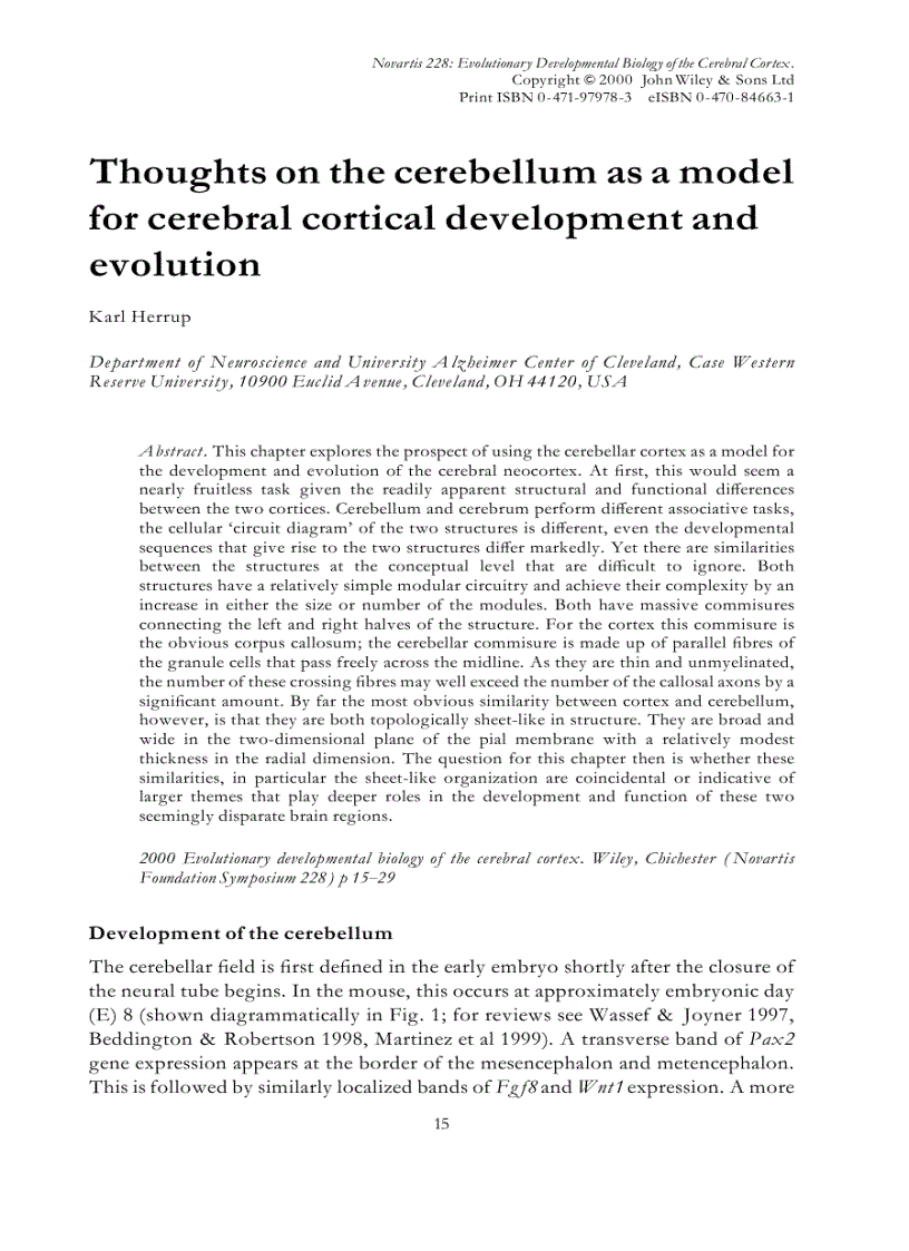 image for page Evolutionary Developmental Biology of the Cerebral Cortex