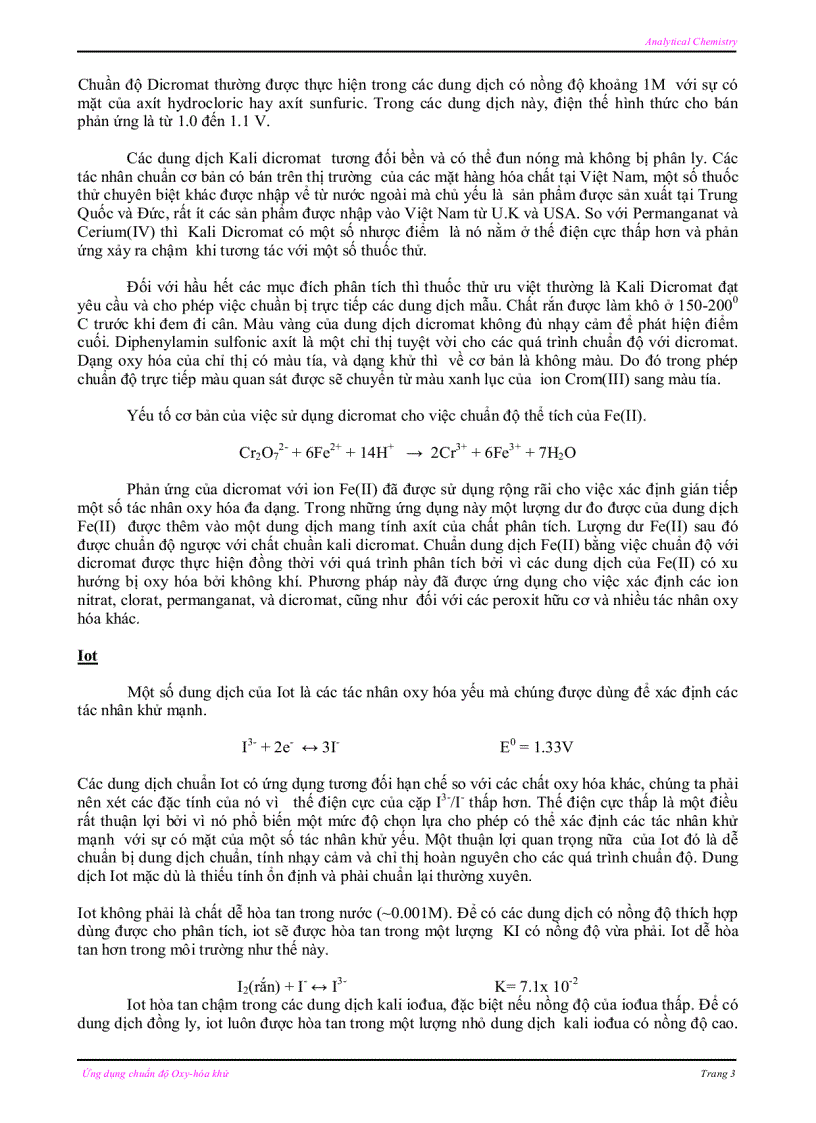 image for page Giáo Trình Ứng Dụng Chuẩn Độ Ôxy Hóa Khử titration