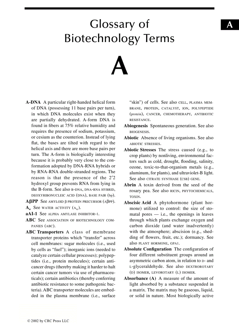 image for page Glossary of Biotechnology Terms Third Edition