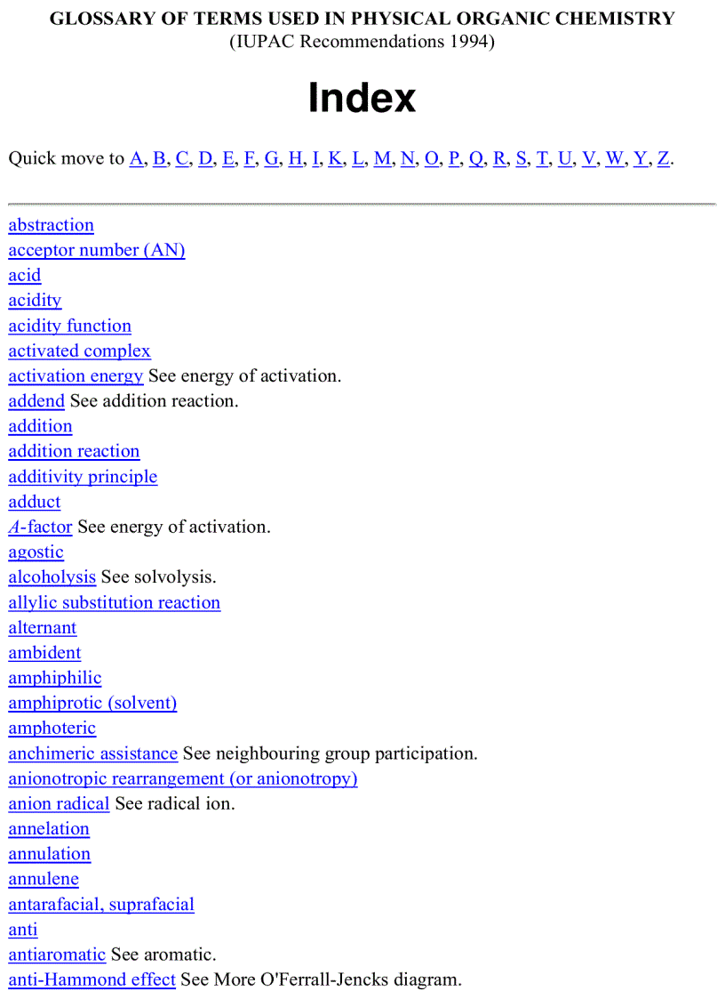 image for page GLOSSARY OF TERMS USED IN PHYSICAL ORGANIC CHEMISTRY