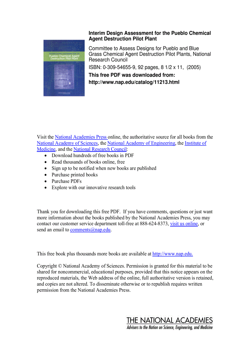 image for page Interim Design Assessment for the Pueblo Chemical Agent Destruction Pilot Plant