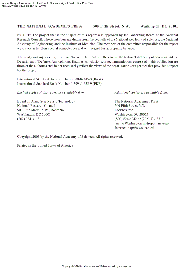 image for page Interim Design Assessment for the Pueblo Chemical Agent Destruction Pilot Plant