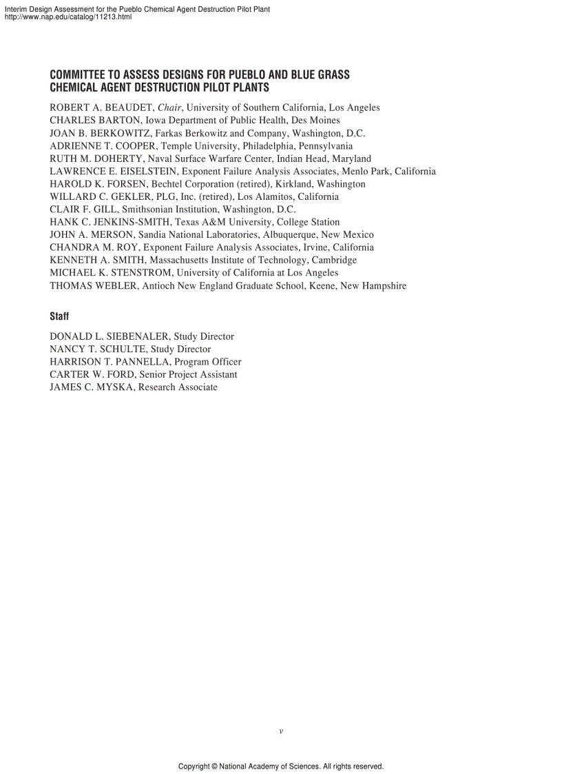 image for page Interim Design Assessment for the Pueblo Chemical Agent Destruction Pilot Plant