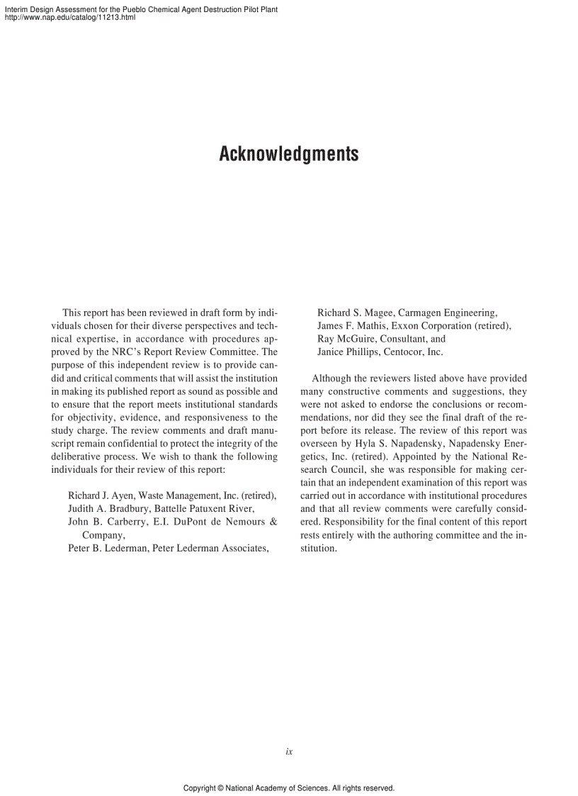 image for page Interim Design Assessment for the Pueblo Chemical Agent Destruction Pilot Plant